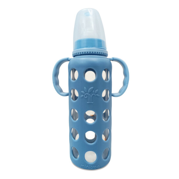 MiniTree Glass Baby Feeding Bottle with Cover - 240 ml